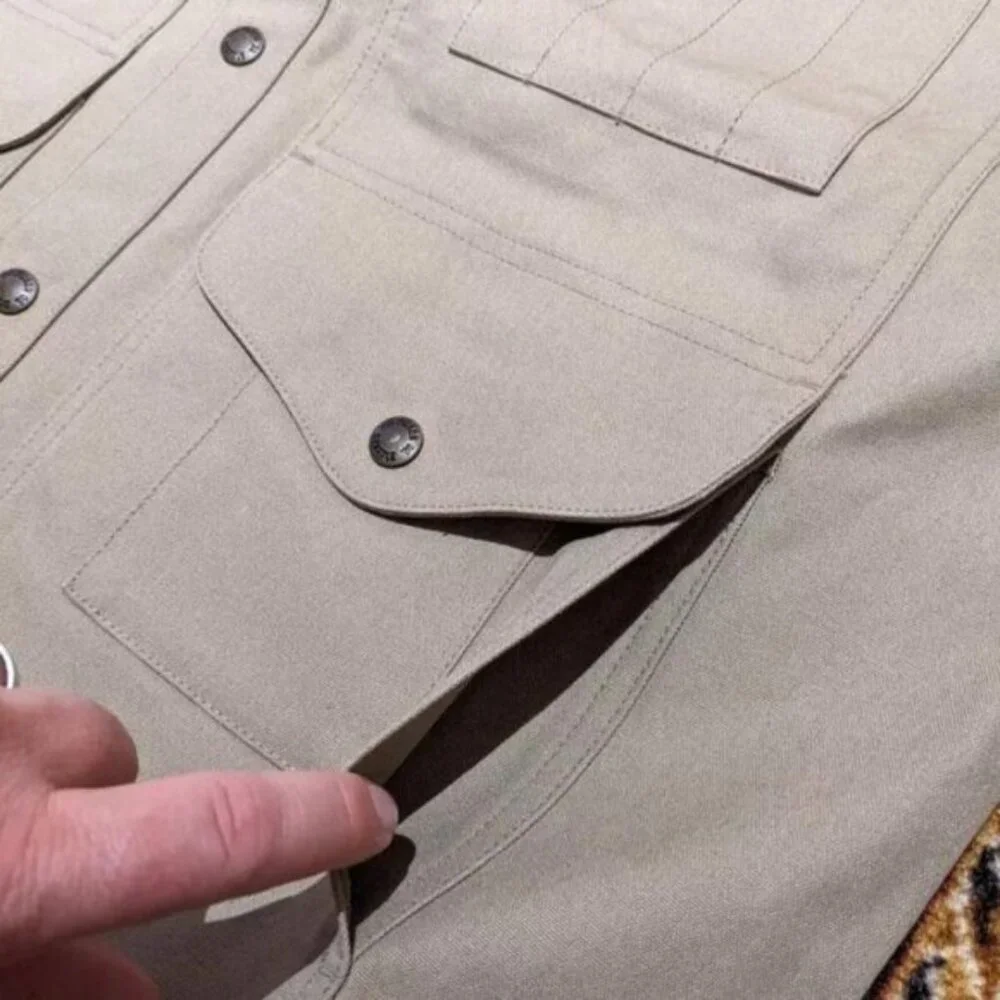 Filson Dry Tin Cloth Cruiser Men's L Gray Khaki Archive Reissue Summer - Picture 3 of 3